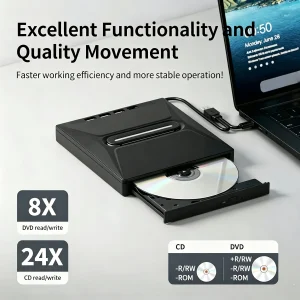 8-in-1 USB Type-C External CD DVD Drive Burner